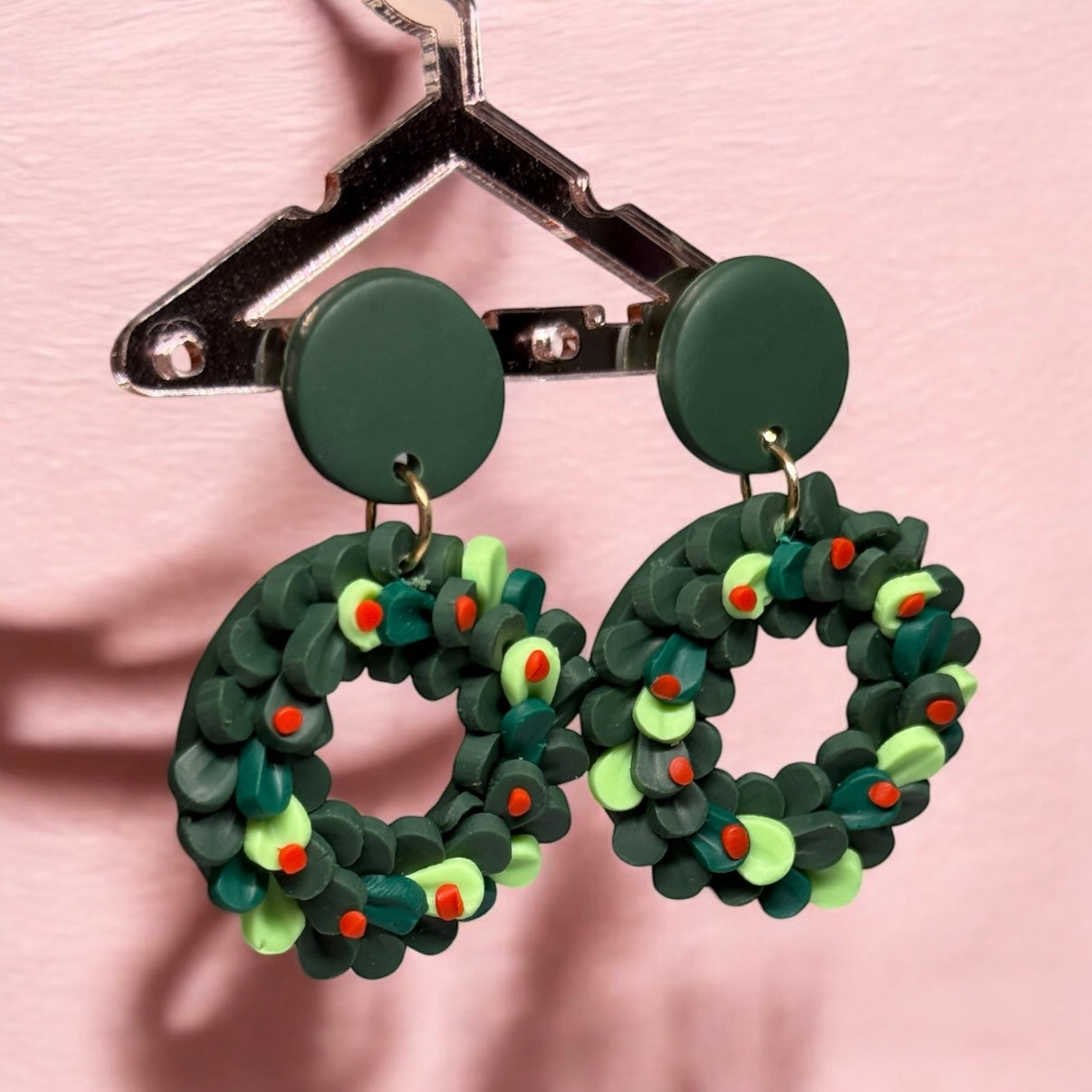 Christmas wreath earrings | christmas party earrings