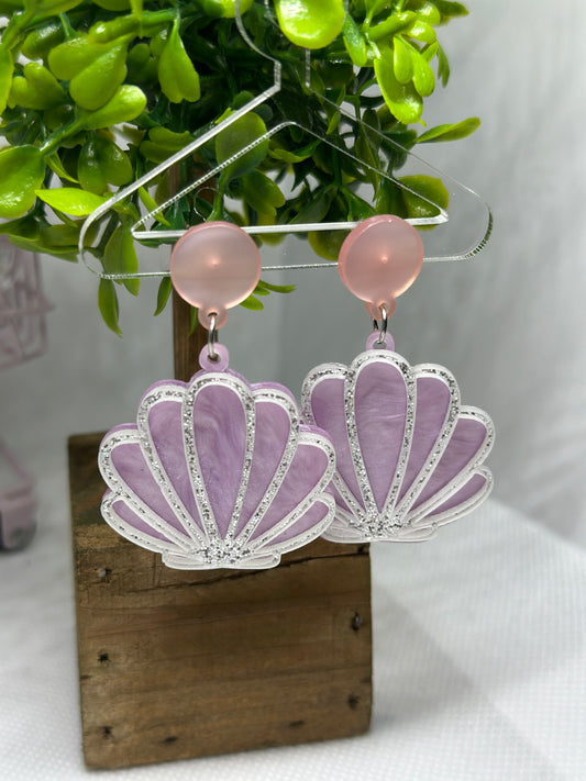 Seashell earrings | pastel pink shell acetate earrings