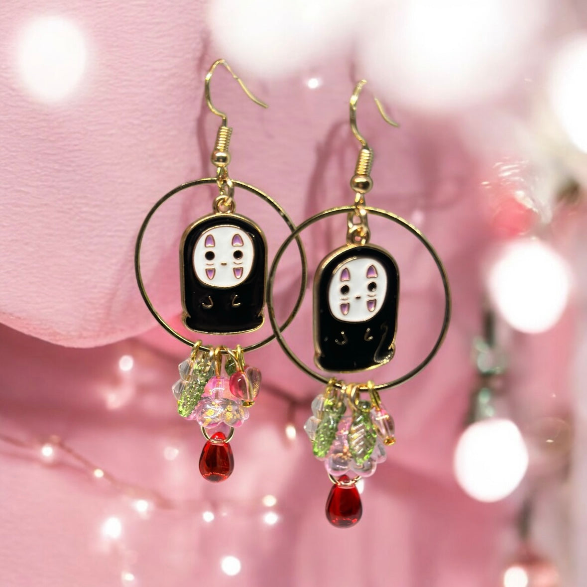 No face man earrings | japanese anime dangle earrings | oriental decor drop earrings| cute kawaii | mismatch earrings