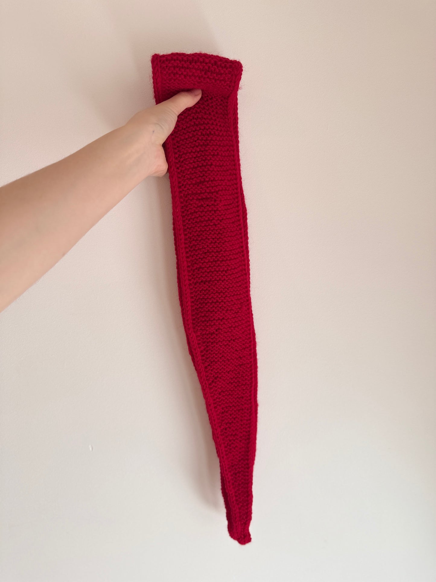 Sophie scarf in hot red | hand knit neckechief | winter wrap | small skinny scarf | handmade gift | tiktok viral scarf | wool yarn - TuttyKnitty