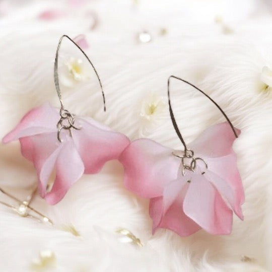 Ombre petal flowers earrings dangly earrings | petals drop earrings | wire dangle statement earrings | spring floral earrings