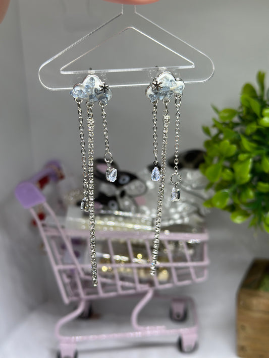 Celestial statement earrings | cloud and thunder with crystal beads earrings | Galaxy dangle earrings | hanging mismatch earrings