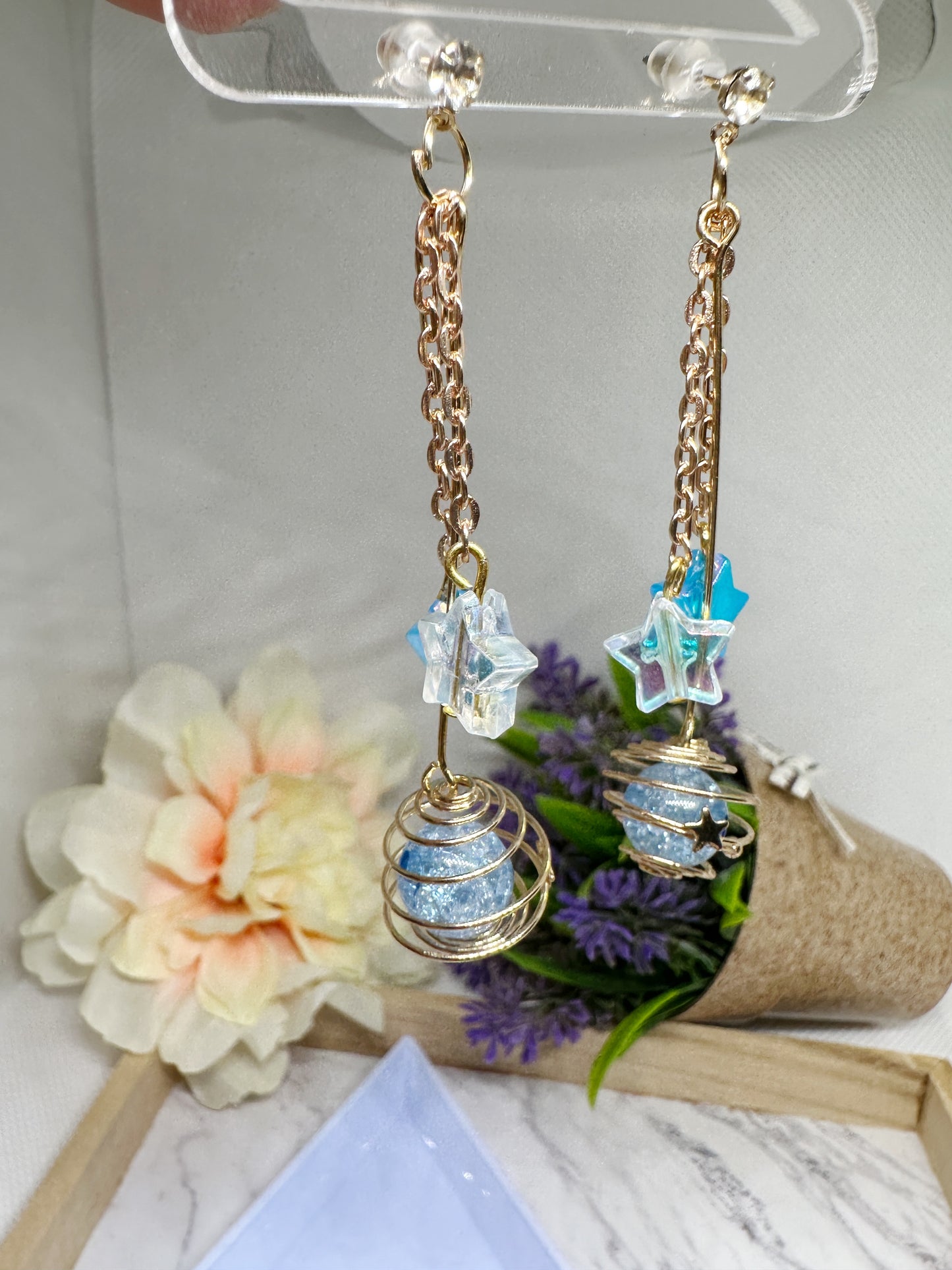 Stars and planet dangle earrings