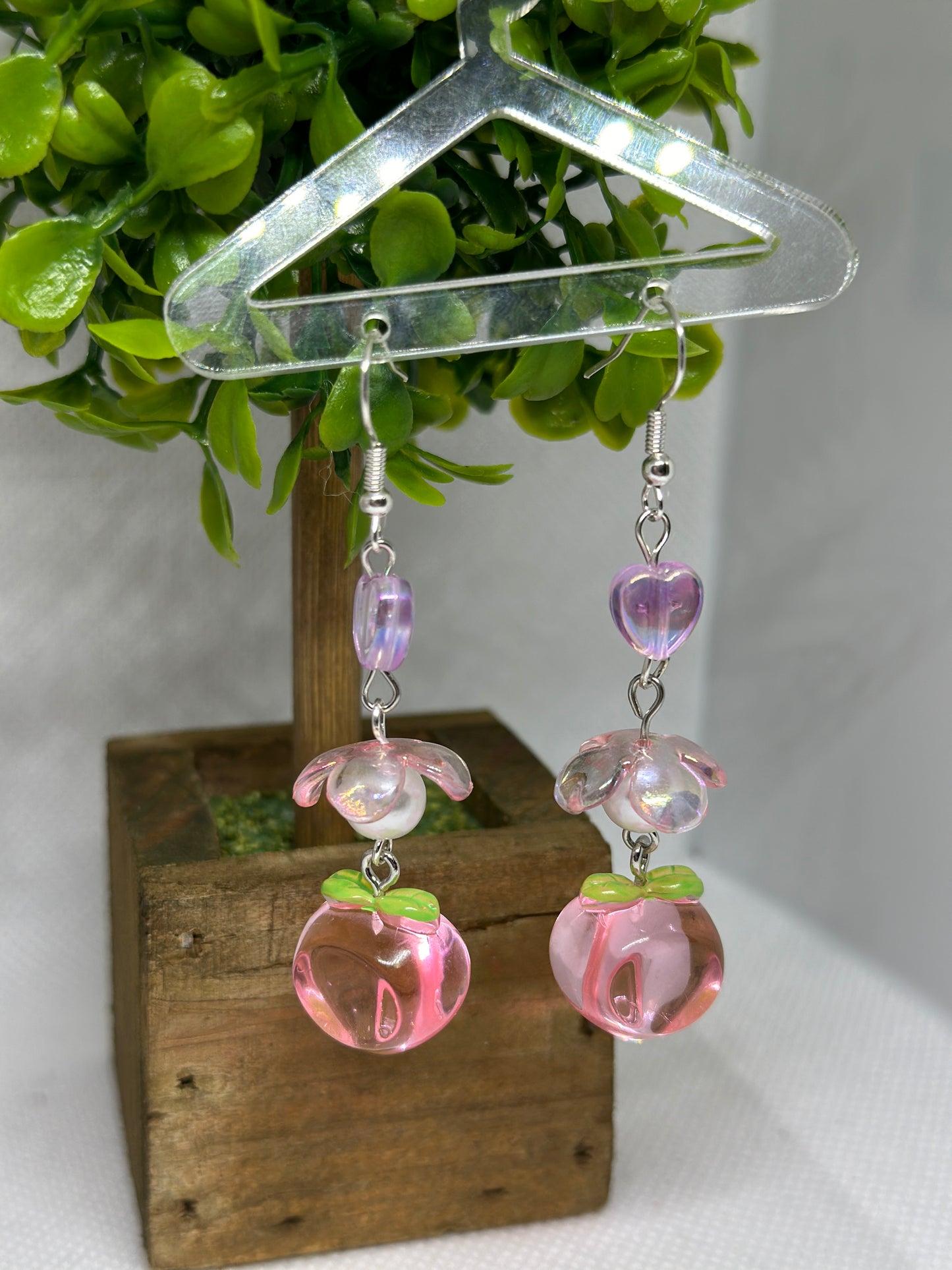 Peach dangle earrings