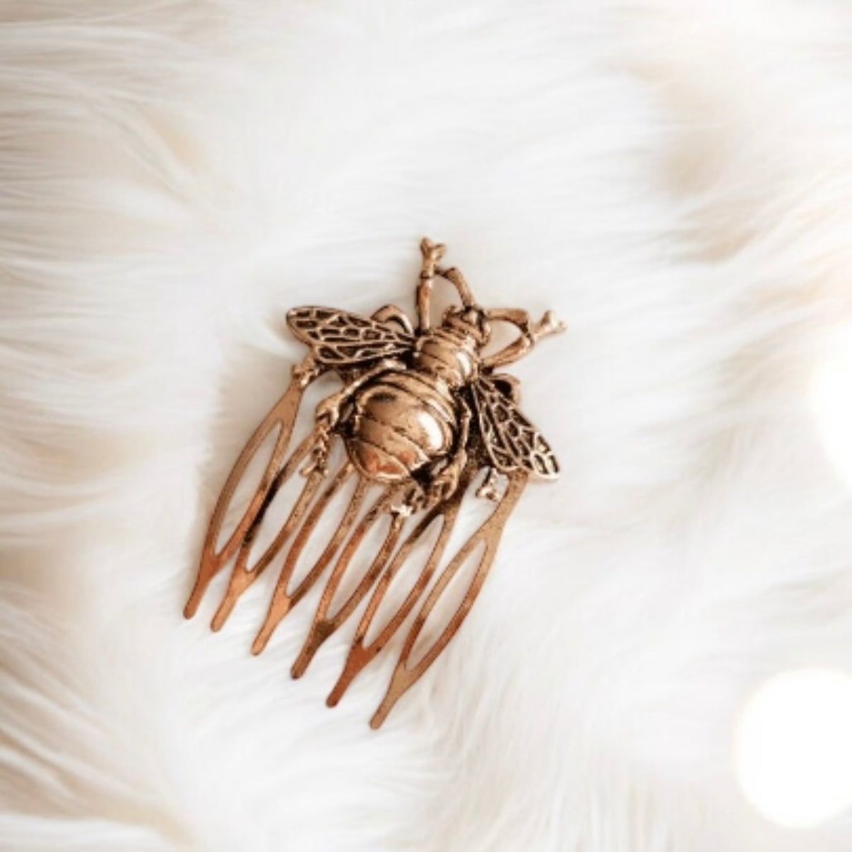 Vintage style brass Gold or Silver hair comb with honey bee| korean hair accessories | Bridal hair mini comb | Goddess headpiece