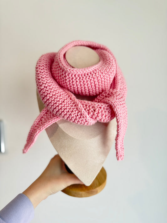 Sophie scarf in blossom pink  | hand knit neckechief | winter wrap | small skinny scarf | handmade gift | tiktok viral scarf | wool yarn