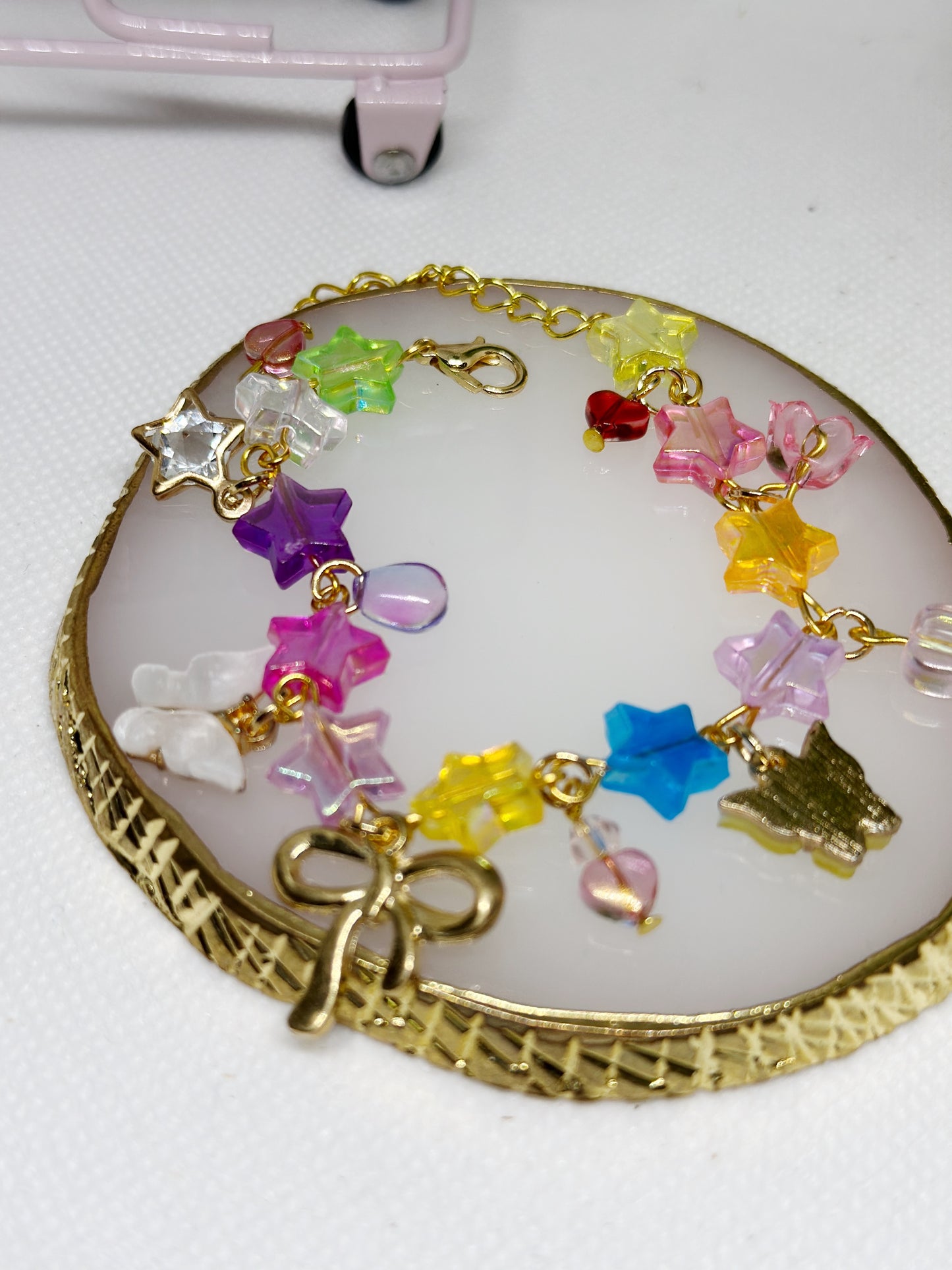 Celestial Beaded bracelet with rainbow stars | colourful glitter bracelet | y2k 90s style