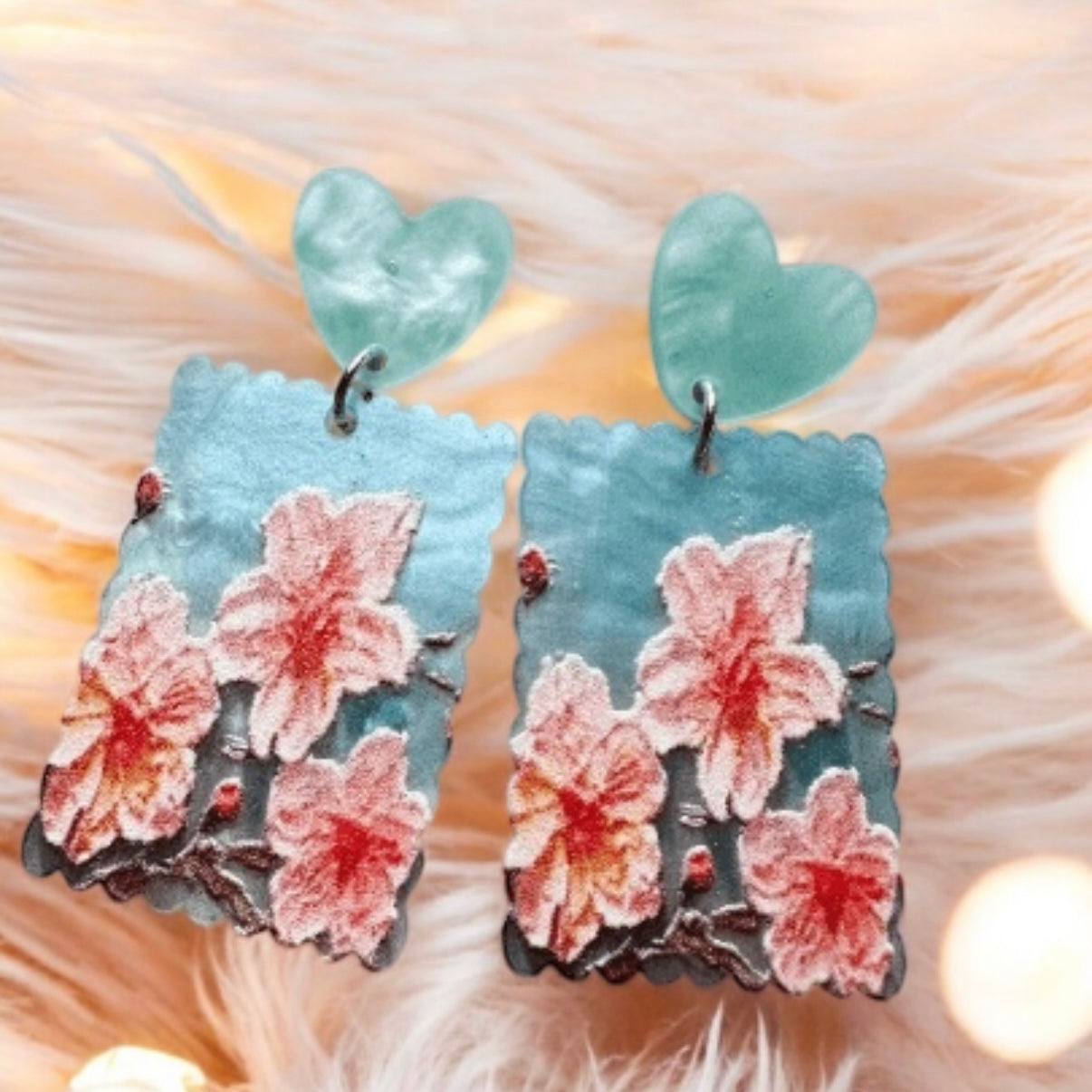 Flowers painting earrings | colourful floral dangle earrings | spring elegant style decor drop earrings| cute kawaii earrings