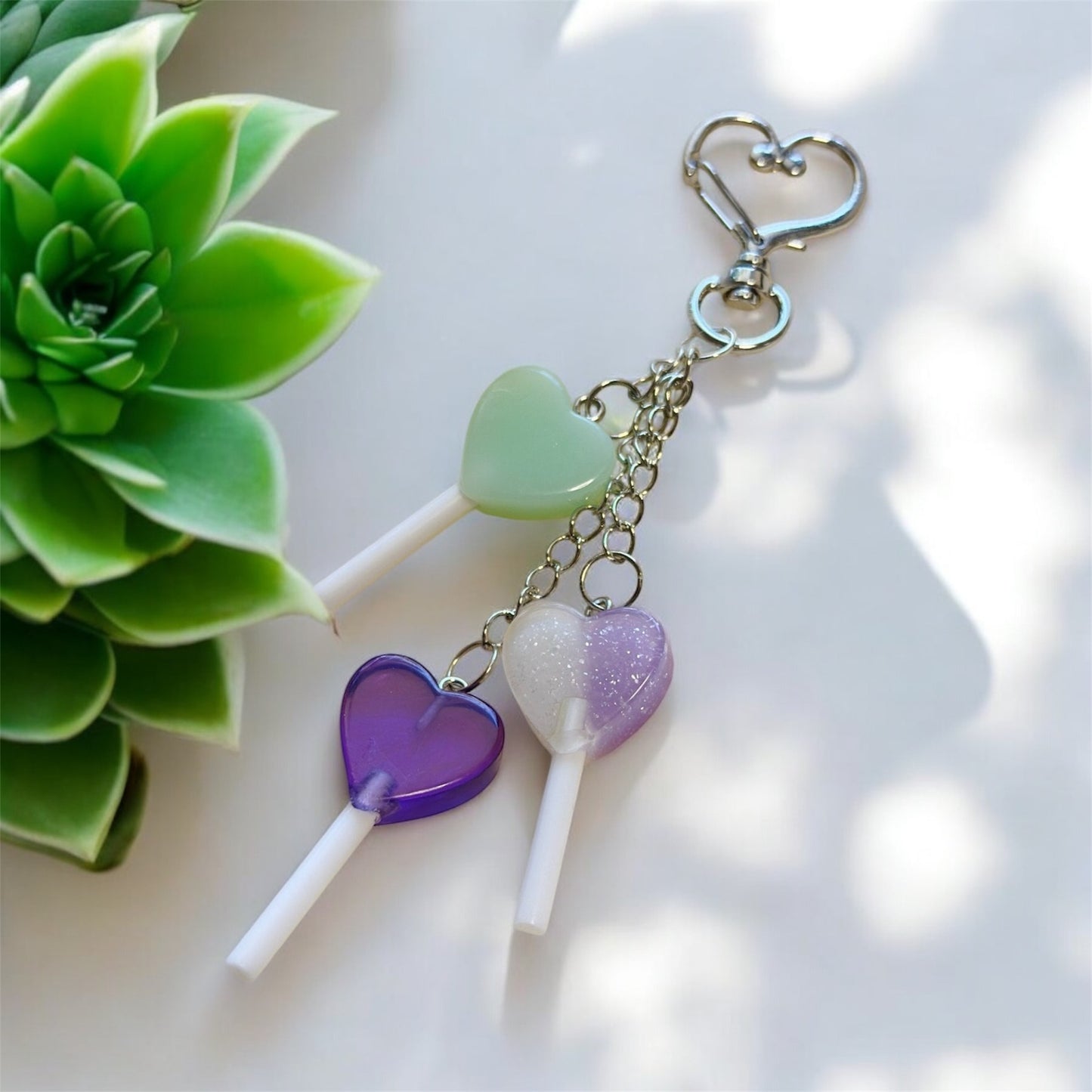 Candy lollipop bag charm | key chain | golden chain with heart bucket | y2k chain | bag lover gift