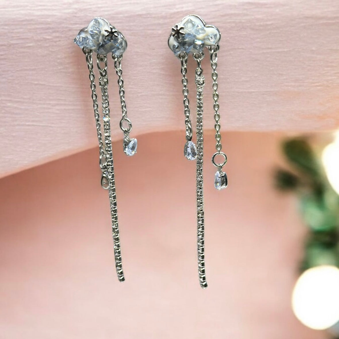 Celestial statement earrings | cloud and thunder with crystal beads earrings | Galaxy dangle earrings | hanging mismatch earrings