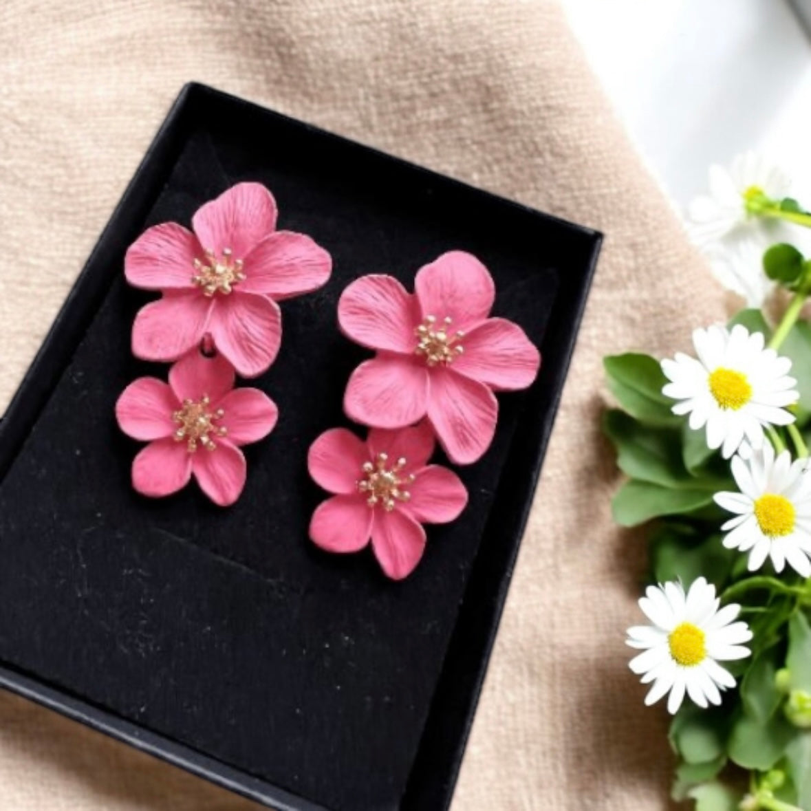 Colourful flowers earrings stud earrings | petals earrings | oversize stud earrings | spring floral earrings | matte finish pastel colour