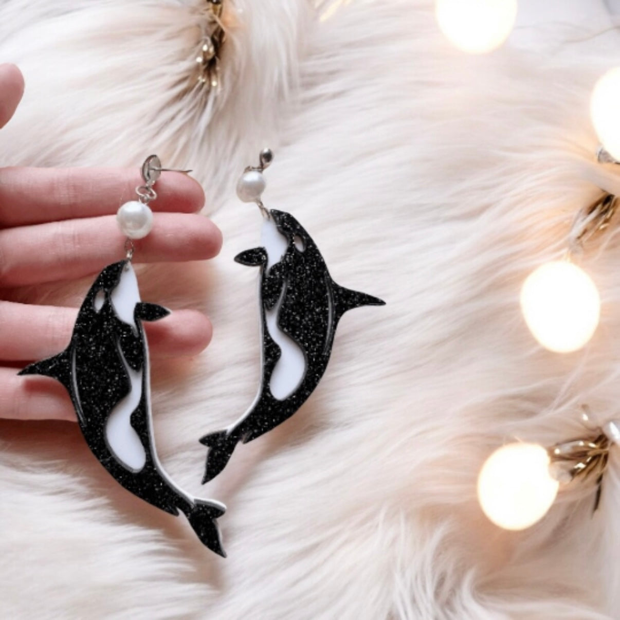 Whale earrings |Sea Animal earrings | colourful fantasy dangle oversize earrings | fun earrings