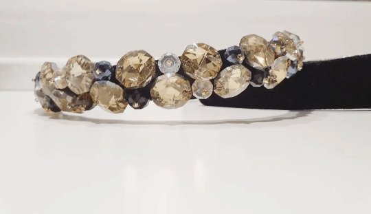 Black headband with colourful crystal beads | Baroque style headband |crown tiara hairband |korean hair accessories | bridal headband - TuttyKnitty