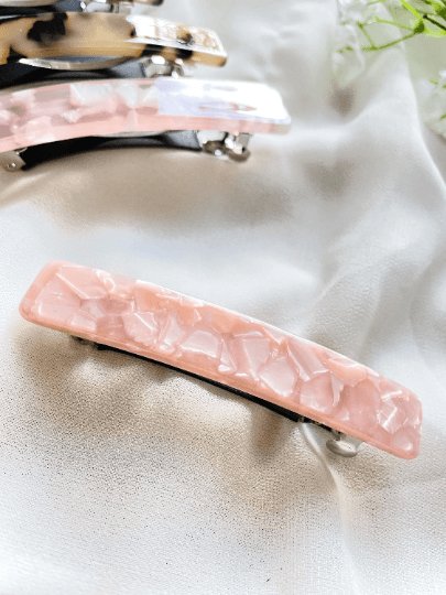 Blonde tortoiseshell pink marble effect colourful french barrette | Modern retro Acetate clips | korean hair accessories - TuttyKnitty