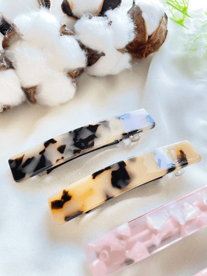 Blonde tortoiseshell pink marble effect colourful french barrette | Modern retro Acetate clips | korean hair accessories - TuttyKnitty