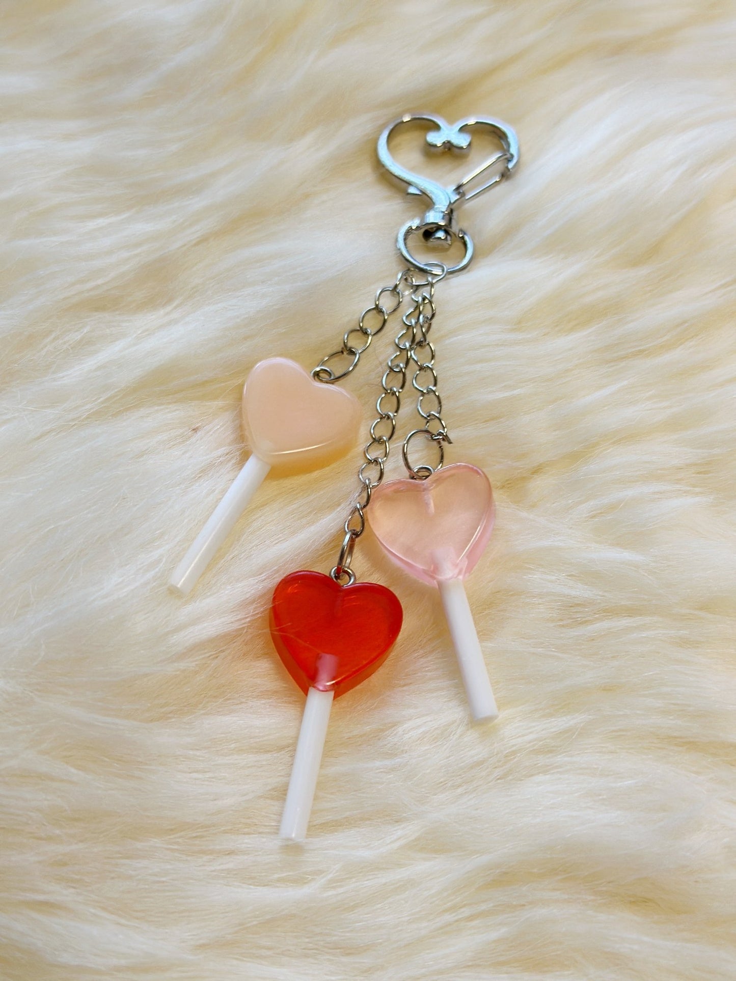 Candy lollipop bag charm | key chain | golden chain with heart bucket | y2k chain | bag lover gift - TuttyKnitty