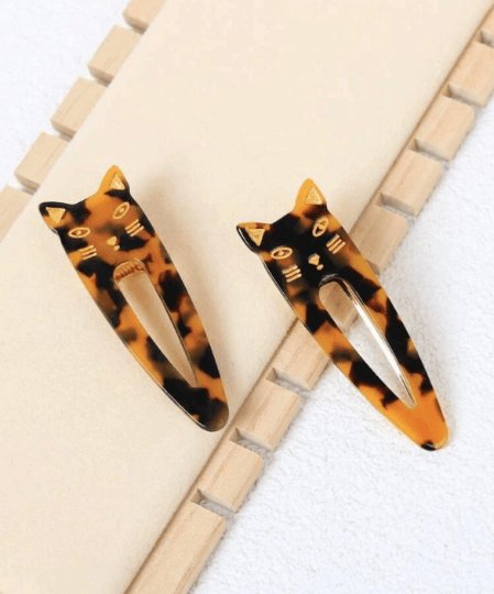 Cat acetate hair clips | Colourful barrette clips| korean hair accessories| animal hair clip | gift for cat lover - TuttyKnitty