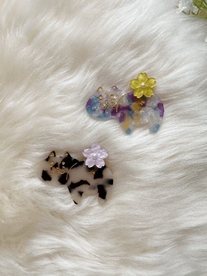 Cat butt acetate hair clips | Colourful barrette clips| korean hair accessories| animal hair clip | gift for cat lover - TuttyKnitty