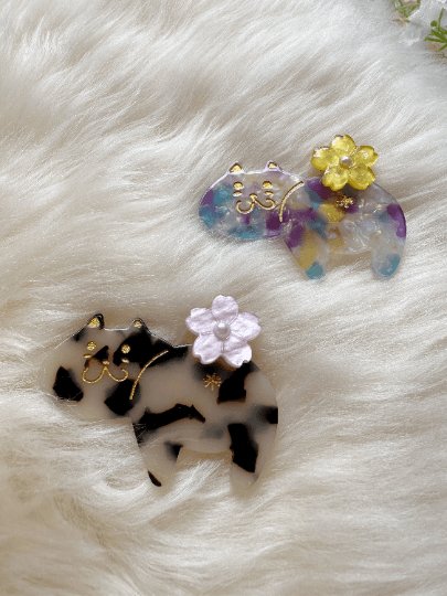 Cat butt acetate hair clips | Colourful barrette clips| korean hair accessories| animal hair clip | gift for cat lover - TuttyKnitty