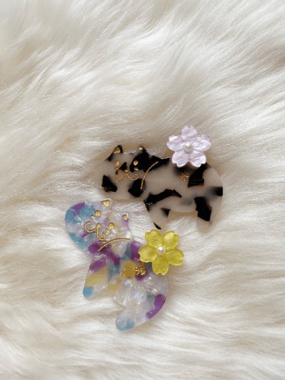 Cat butt acetate hair clips | Colourful barrette clips| korean hair accessories| animal hair clip | gift for cat lover - TuttyKnitty