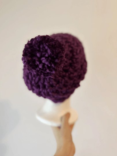 Chunky crochet purple Beanie | Crochet Beret | Slouchy Hat in dark purple | Knit beanie super chunky | cozy winter beret hat - TuttyKnitty