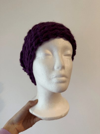 Chunky crochet purple Beanie | Crochet Beret | Slouchy Hat in dark purple | Knit beanie super chunky | cozy winter beret hat - TuttyKnitty