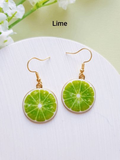 Citrus fruit earrings | fruit lover earrings | food earrings | cute kawaii earrings | fun art earrings | gold lemon grapefruit oranges - TuttyKnitty