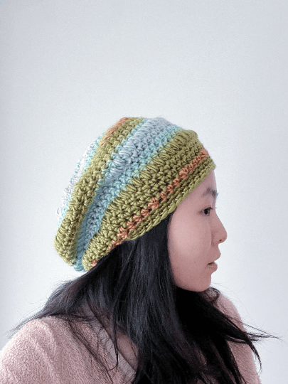 Crochet candy Pastel Beanie | Bobble Beret | Slouchy Hat in bright vibrant pop candy colour| Knit beanie in rainbow mix | Knit winter hat - TuttyKnitty