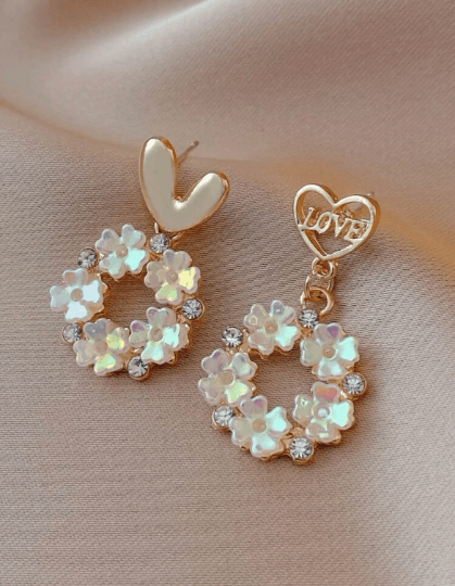 Iridescent flower earrings