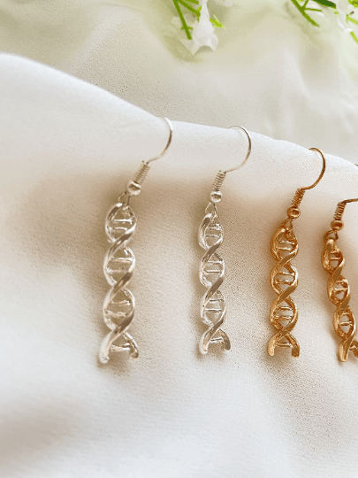 DNA earrings necklaces |Genetic molecules dangle earrings |double helix nucleotides earrings | gift for medical student scientist biomedical - TuttyKnitty