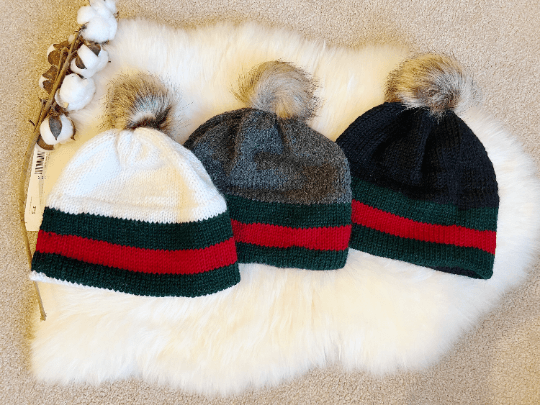 Double brim beanie | faux fur pompom | designer colour - TuttyKnitty