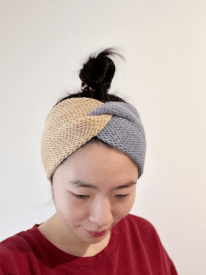 Knit headband | winter ear warmer | colourful turban | twisted head band | wool knit cozy messy bun beanie | casual autumn wear - TuttyKnitty