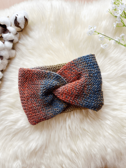 Knit headband | winter ear warmer | colourful turban | twisted head band | wool knit cozy messy bun beanie | casual autumn wear - TuttyKnitty