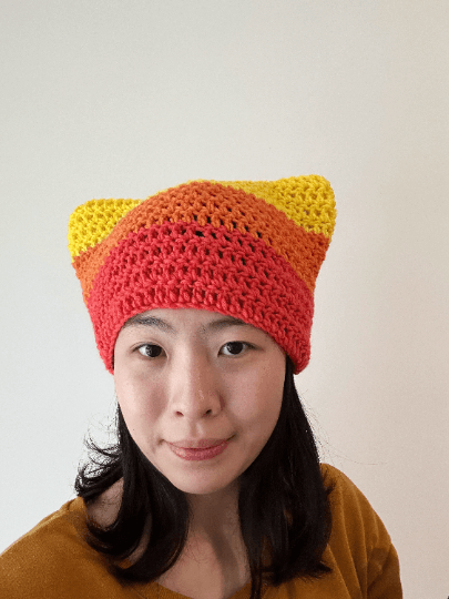 Handmade Crochet cat ear beanie | kitten head hat | cat ear hat | trendy women hat with cat ears | trendy y2k | cat lover | stretchy cat hat - TuttyKnitty