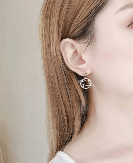 Golden planet earrings