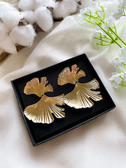 Golden ginkgo earrings