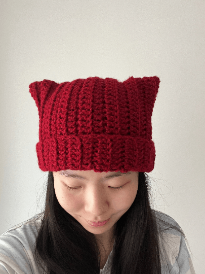 Handmade Crochet cat ear beanie | kitten head hat | cat ear hat | trendy women hat with cat ears | trendy y2k | cat lover | stretchy cat hat - TuttyKnitty