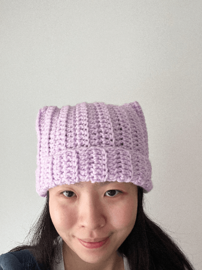 Handmade Crochet cat ear beanie | kitten head hat | cat ear hat | trendy women hat with cat ears | trendy y2k | cat lover | stretchy cat hat - TuttyKnitty