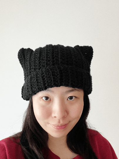 Handmade Crochet cat ear beanie | kitten head hat | cat ear hat | trendy women hat with cat ears | trendy y2k | cat lover | stretchy cat hat - TuttyKnitty