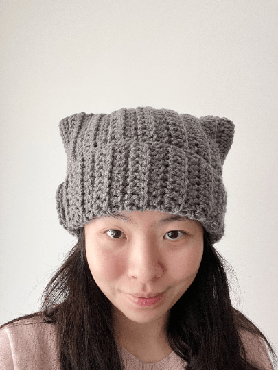 Handmade Crochet cat ear beanie | kitten head hat | cat ear hat | trendy women hat with cat ears | trendy y2k | cat lover | stretchy cat hat - TuttyKnitty