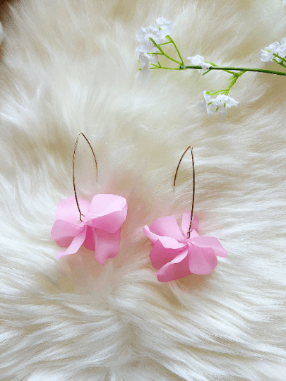 Frosted colourful petal flowers earrings dangly earrings | petals drop earrings | wire dangle statement earrings | spring floral earrings - TuttyKnitty