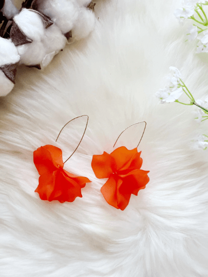 Frosted colourful petal flowers earrings dangly earrings | petals drop earrings | wire dangle statement earrings | spring floral earrings - TuttyKnitty