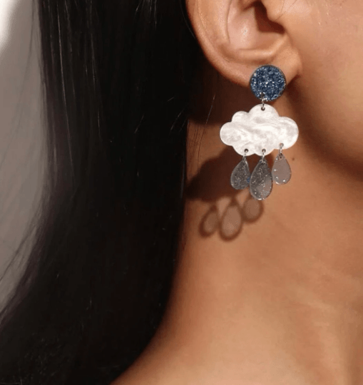 White cloud acrylic earrings 