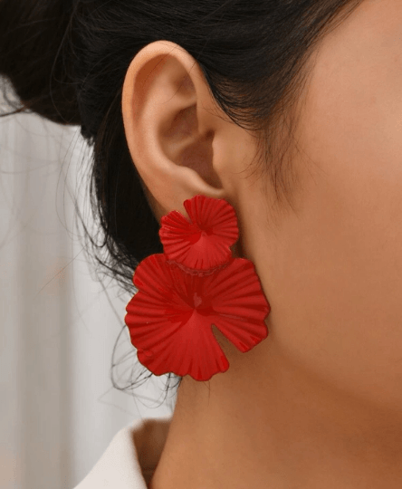 Gold colourful petals shaped earrings| floral geometric earrings | Oversize statement earrings | art decor earrings | gift for her - TuttyKnitty