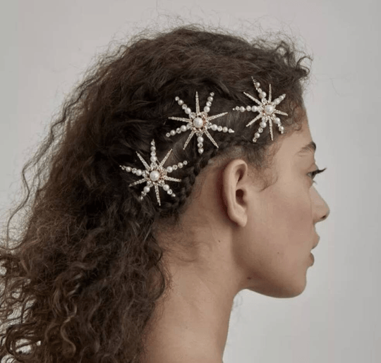 Bridal hair clips with stars and pearls