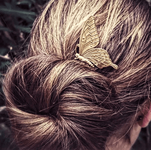 Gold hair comb with butterfly wings | korean hair accessories | Bridal hair comb | Goddess headpiece |wedding hairstyle - TuttyKnitty