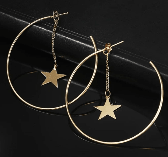 Golden hoop star earrings