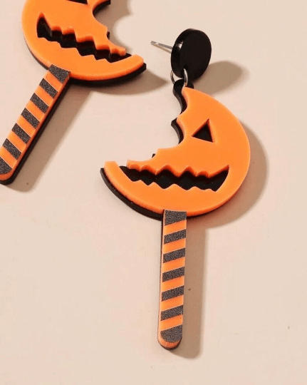 Halloween earrings | creepy pumpkin earrings | glitter acetate lightweight fun party earrings | halloween night - TuttyKnitty