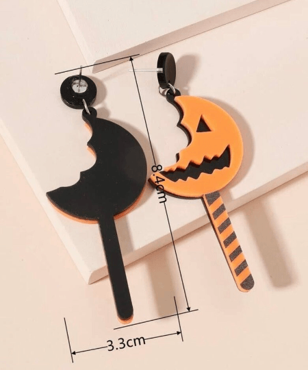 Halloween earrings | creepy pumpkin earrings | glitter acetate lightweight fun party earrings | halloween night - TuttyKnitty