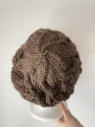 Handknit Cable Slouchy Beanie - Slouchy Hat - Knit Beret - Earthy colour knit Beret - Natural soft beanie - TuttyKnitty